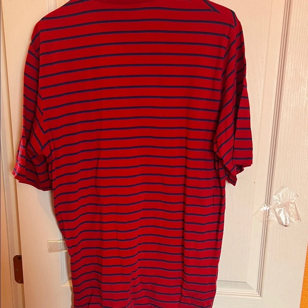 Ralph LaurenGolf Torreon Golf Club Red and Blue Striped Polo Shirt Lg